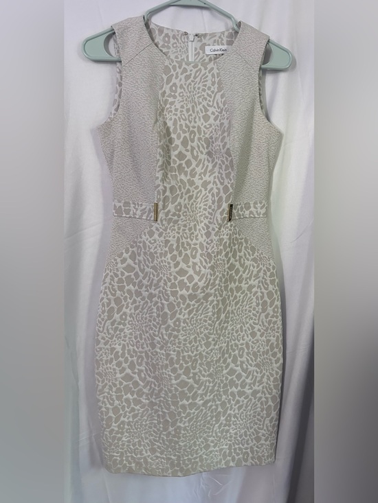 Calvin Klein Dresses & Skirts - Calvin Klein Beige Animal-Print Midi Sheath Dress